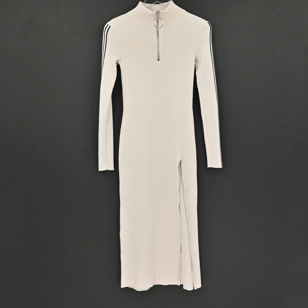 Pringle of Scotland x H&M Ribbed Midi Dress Womens Size XS Cream Zip Slit 6890